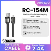 REMAX RC-154M Platinum Pro Series USB to Micro Charging Data Cable (2.4A) - Black